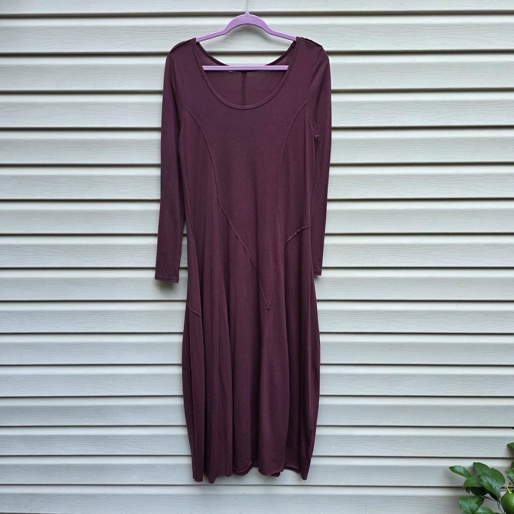 Peruvian Connection Artista Dress Womens S Plum Pima Cotton Modal Lagenlook Maxi